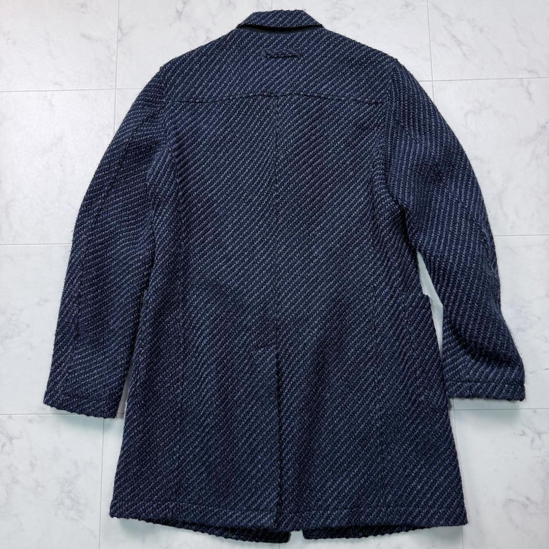 美品 T-JACKET コットンリネンニット ジャケットコート チェスター