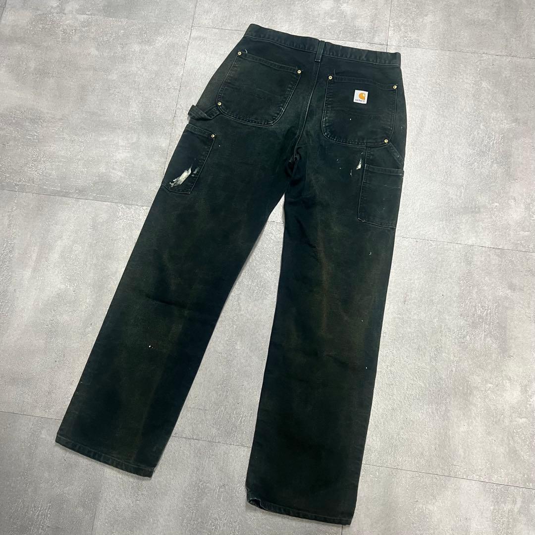 Carharttカーハートダブルニーフェードブラックペンキワークペインター襤褸
