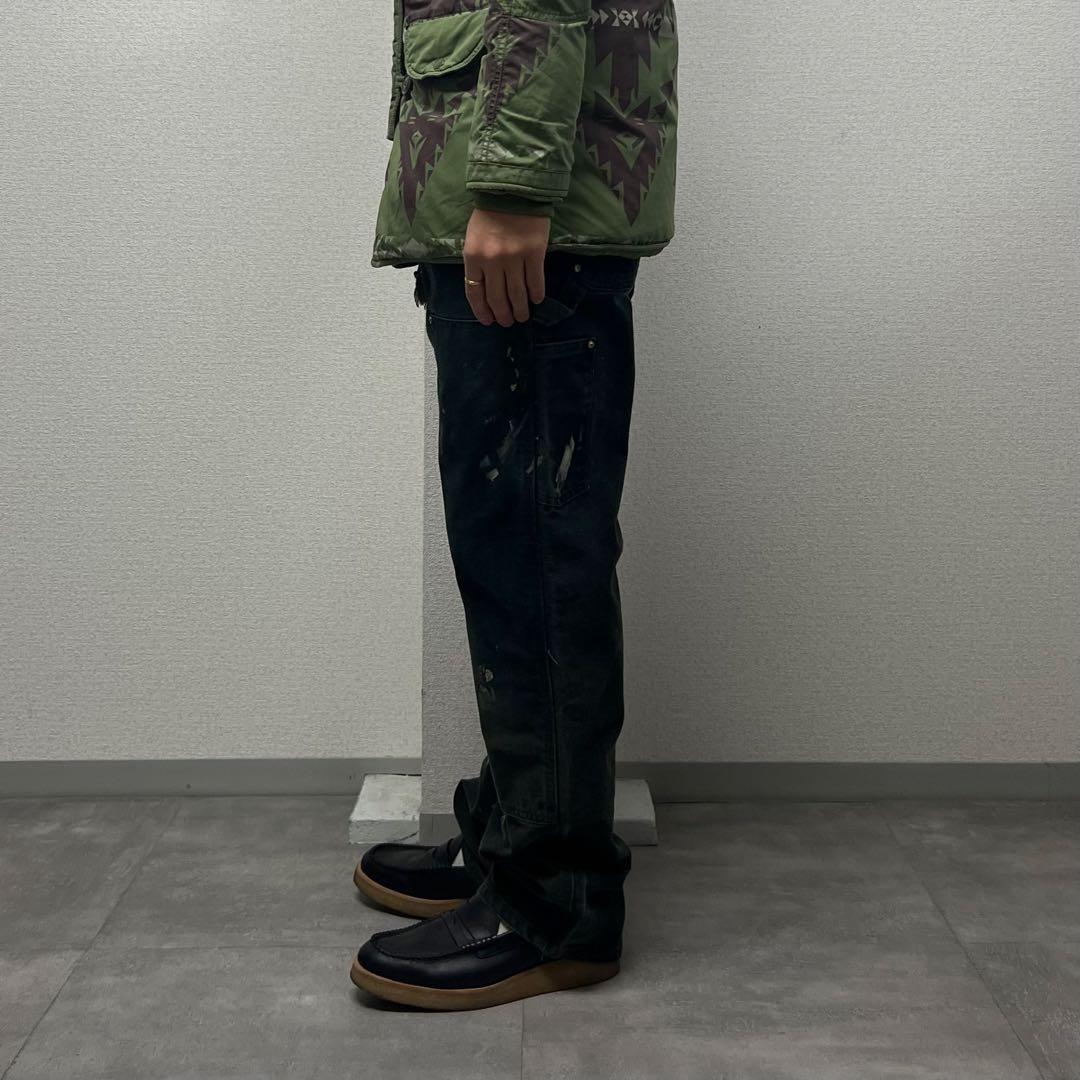 Carharttカーハートダブルニーフェードブラックペンキワークペインター襤褸