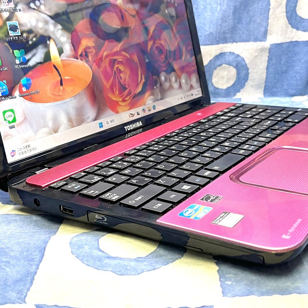 サクサク快適SSD☆i7☆ピンクノートパソコン♪カメラ付&ブルーレイ！Win11