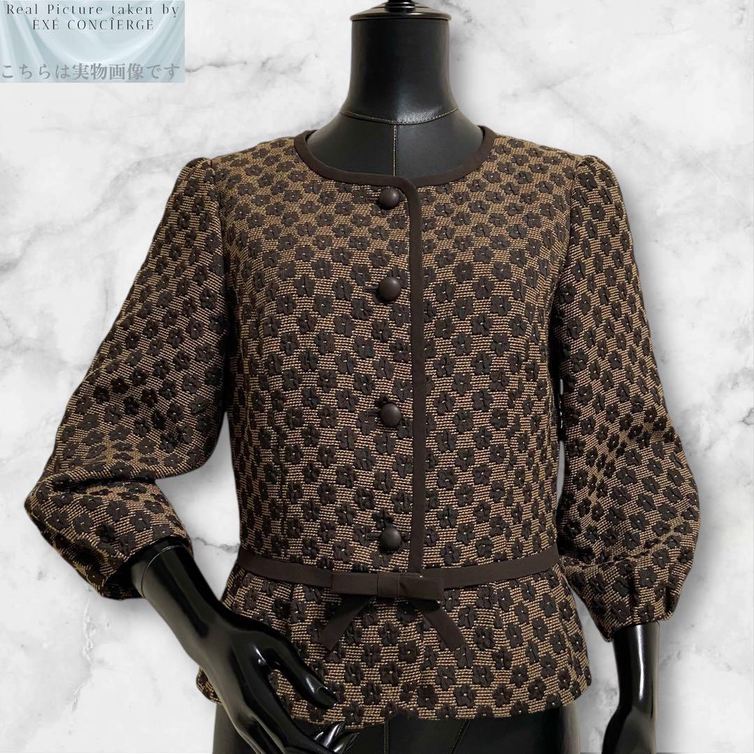 エムズグレイシー デイジーボタニカル スイッチファブリックノーカラージャケット