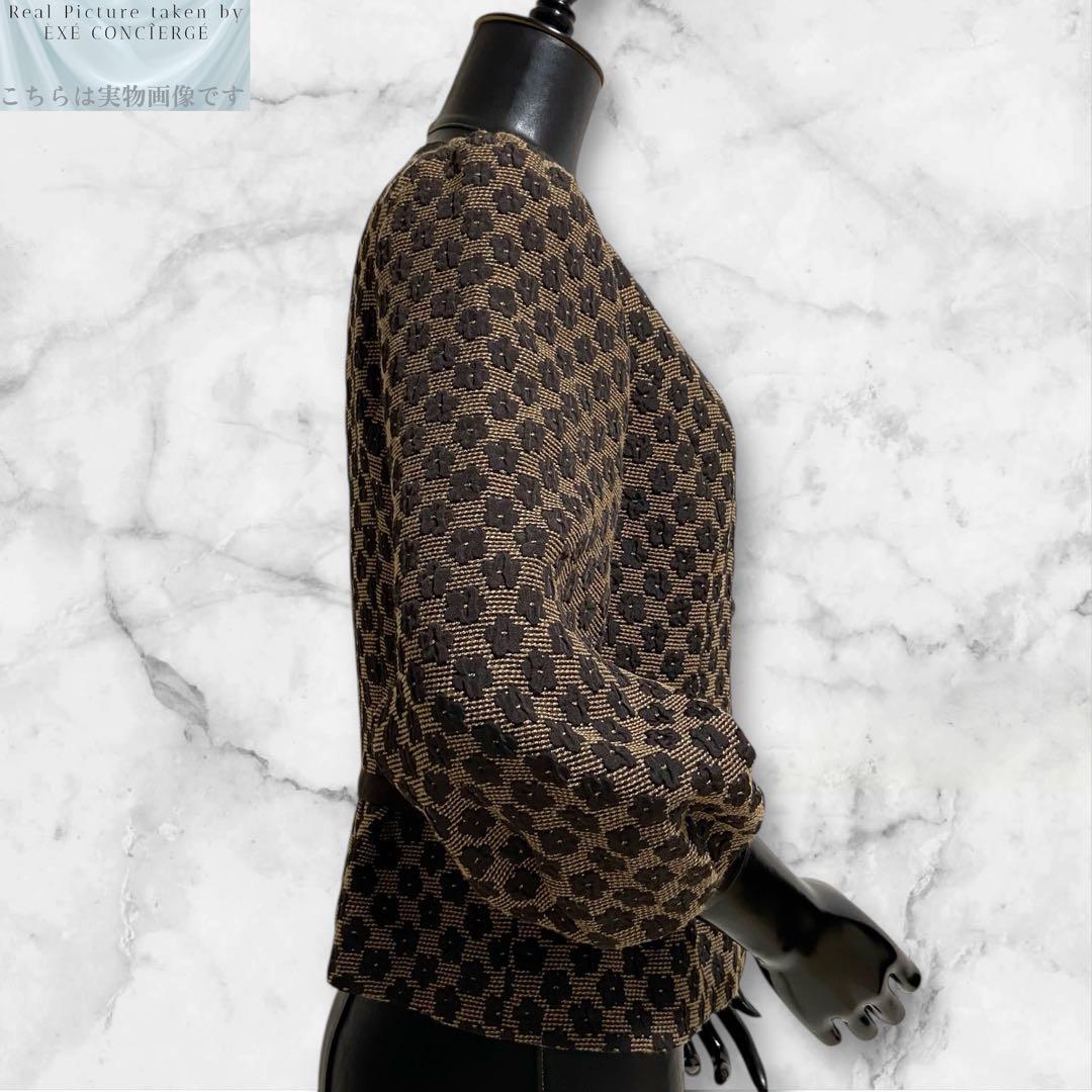 エムズグレイシー デイジーボタニカル スイッチファブリックノーカラージャケット