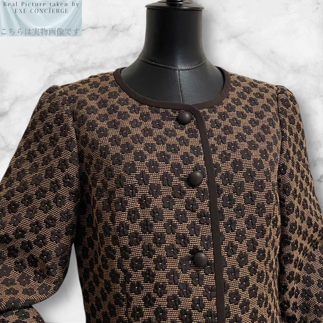 エムズグレイシー デイジーボタニカル スイッチファブリックノーカラージャケット