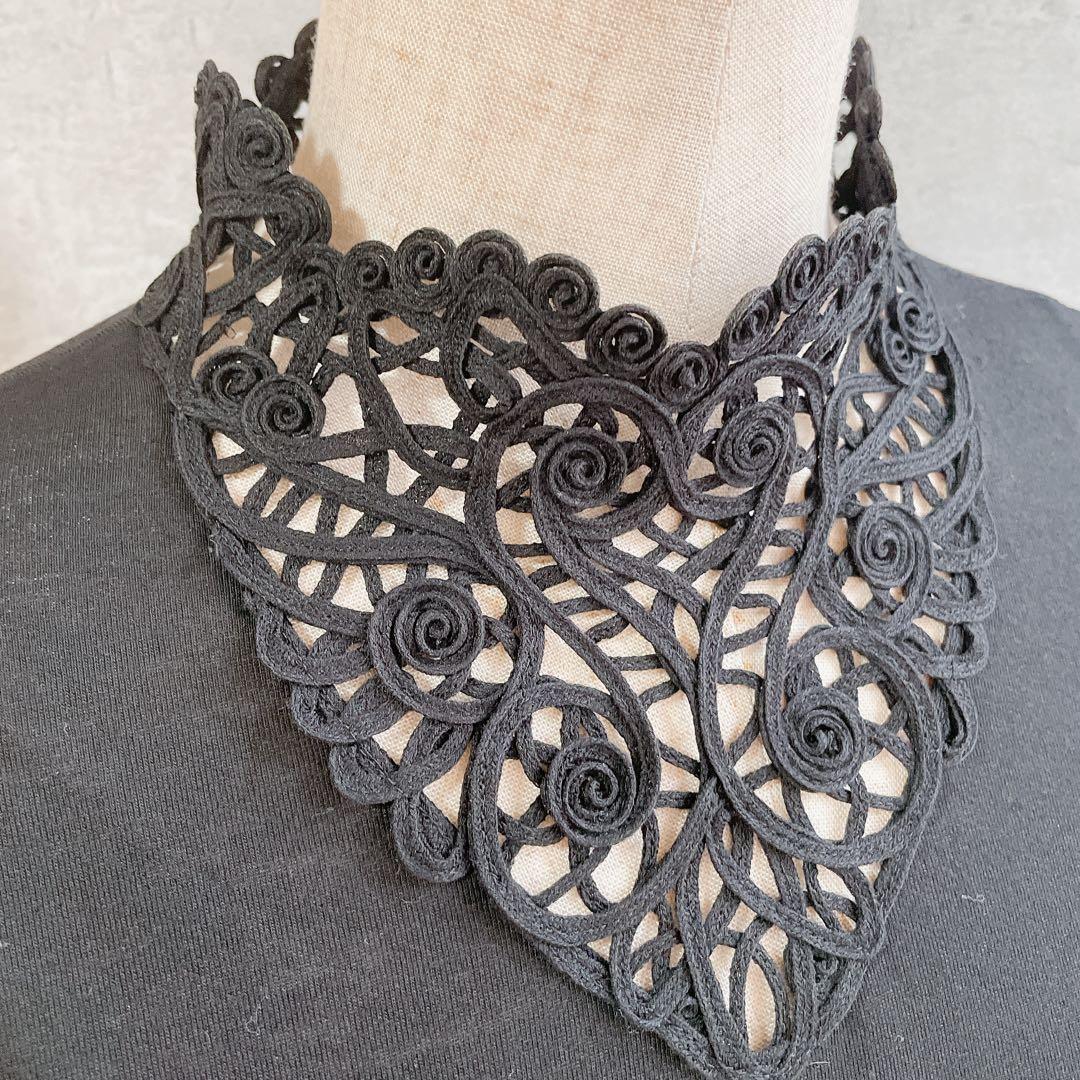 美品/希少/Christian Dior /刺繍ネック/黒/カットソー/半袖/