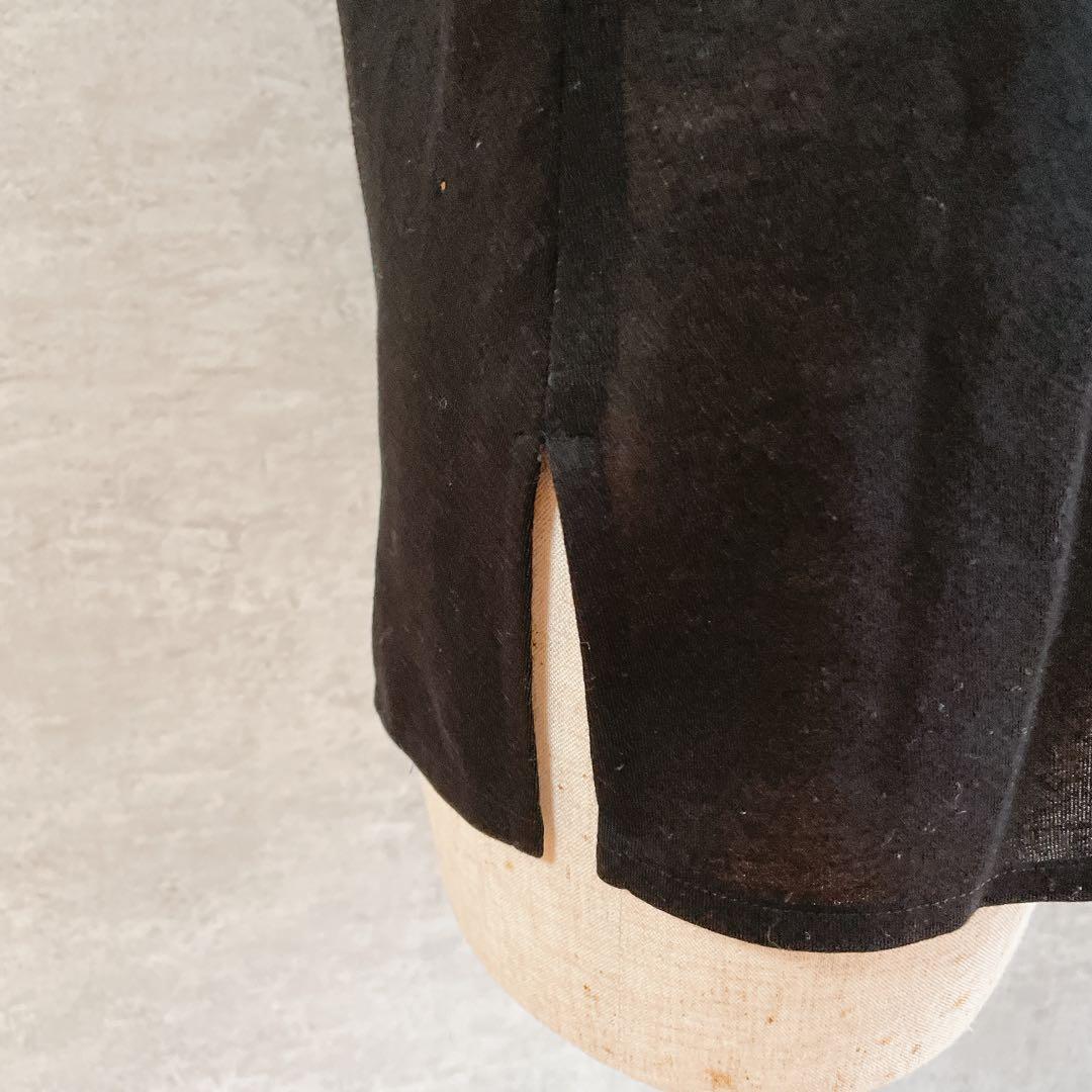 美品/希少/Christian Dior /刺繍ネック/黒/カットソー/半袖/