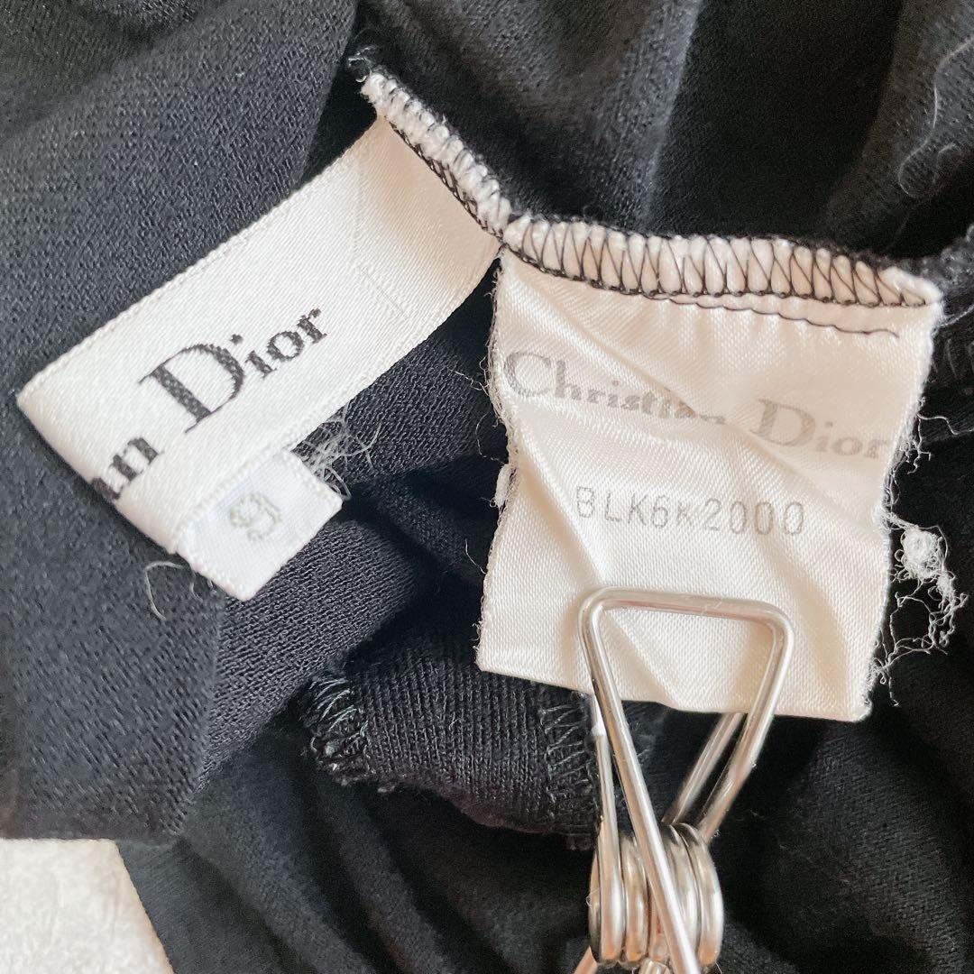 美品/希少/Christian Dior /刺繍ネック/黒/カットソー/半袖/