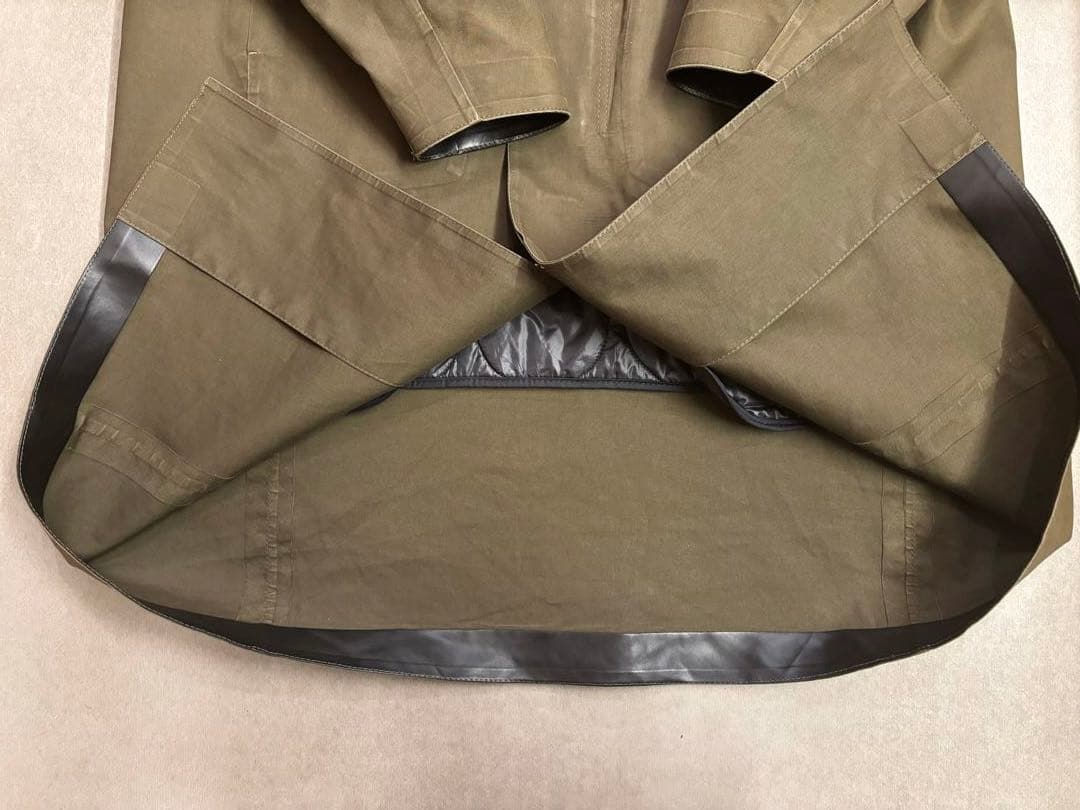 HYKE×MACKINTOSH ノーカラーコート ゴム引き カーキ サイズ1