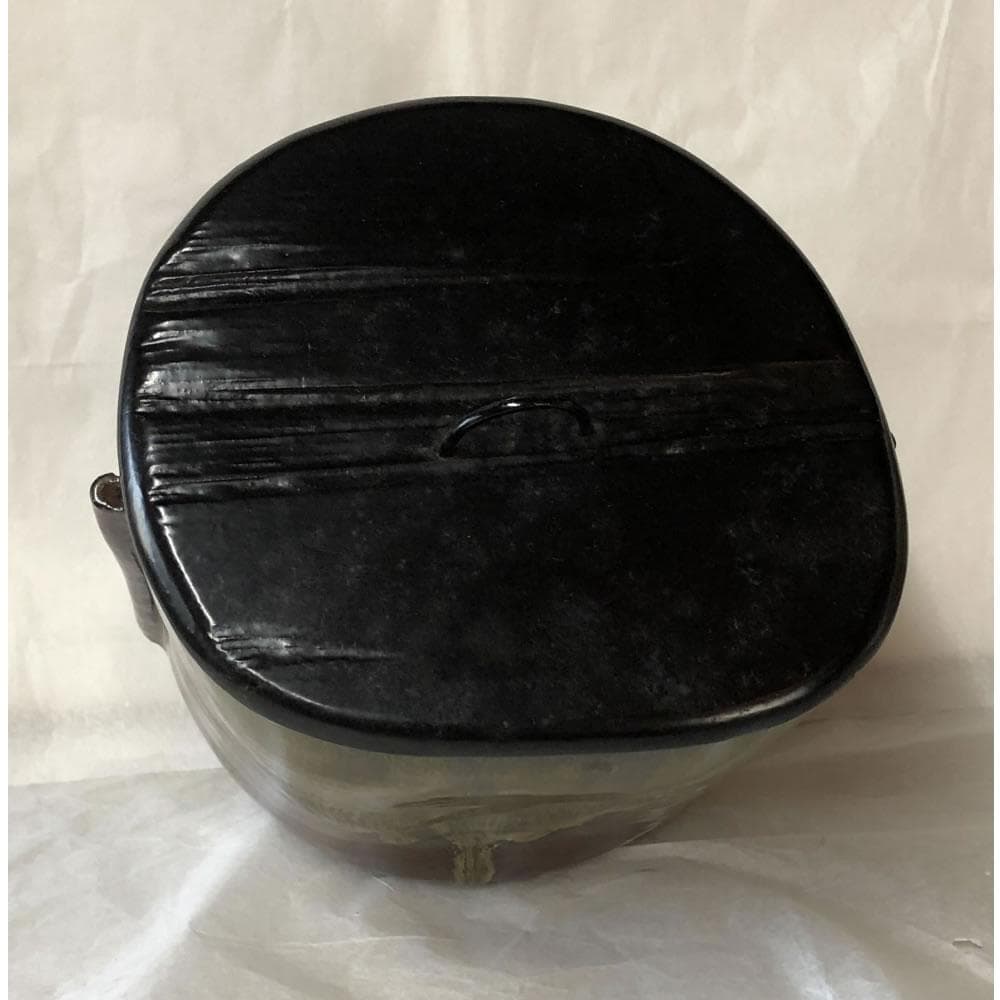 e2474 野間雅山 耳付 一重口水指 共箱 高取焼 宝珠窯 水指 花押 茶道具