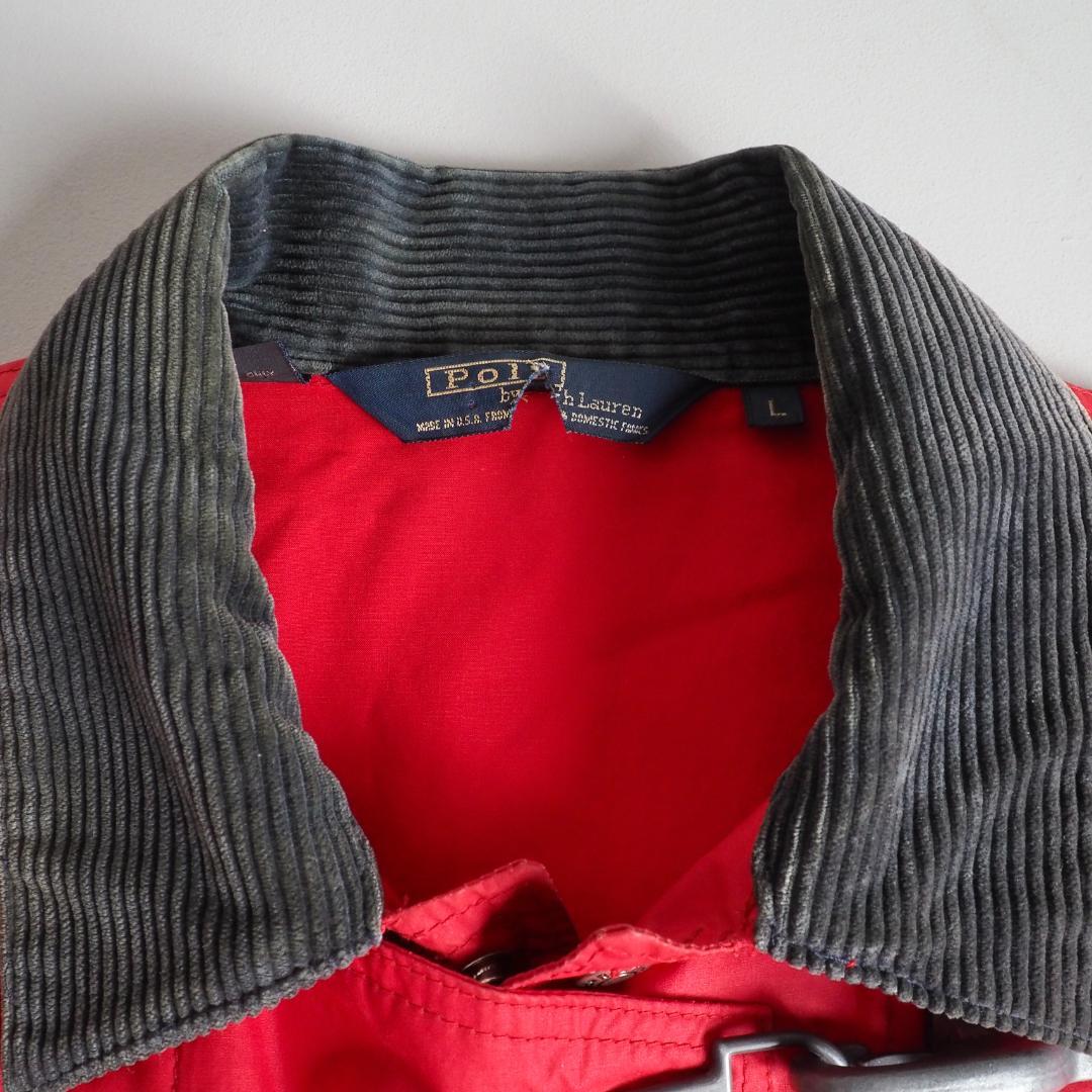 ラルフローレン　USA製　ファイアーマンジャケット　襟コーデュロイ　赤色　古着