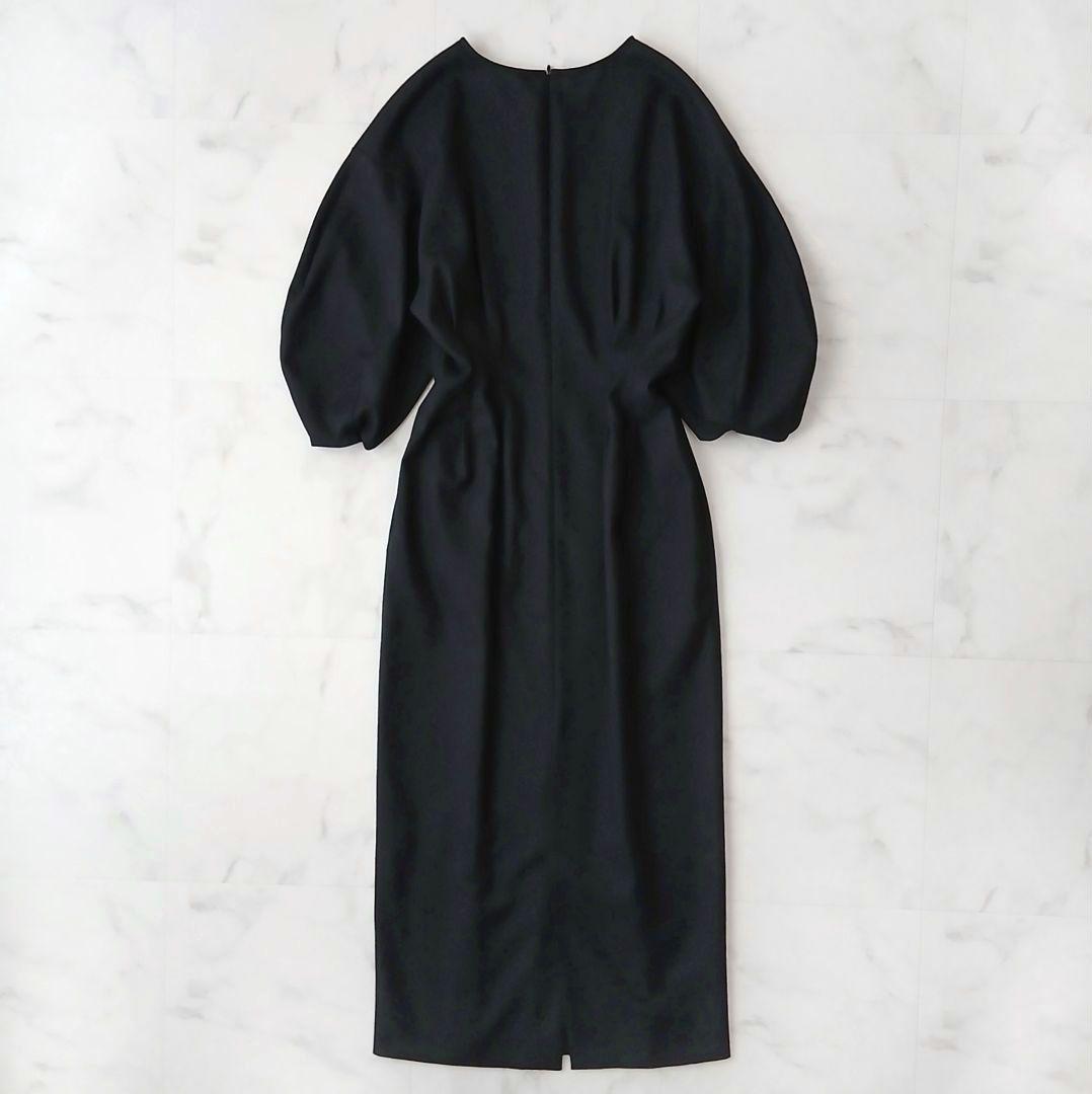 美品 ヴェルメイユパーイエナ ツイルウエストシェイプ パフスリーブワンピース S