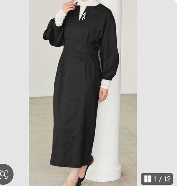 美品 ヴェルメイユパーイエナ ツイルウエストシェイプ パフスリーブワンピース S