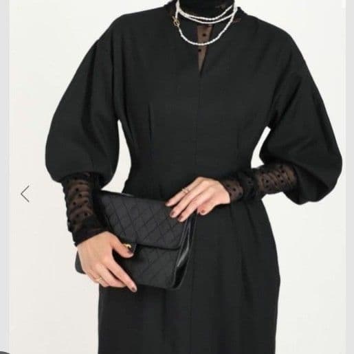 美品 ヴェルメイユパーイエナ ツイルウエストシェイプ パフスリーブワンピース S