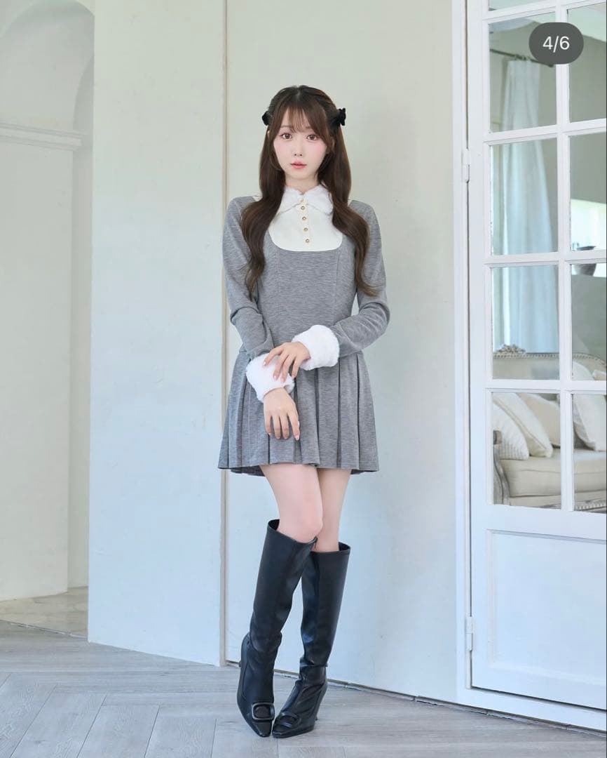 ロゼミューズ Knit sew pleated op ワンピース