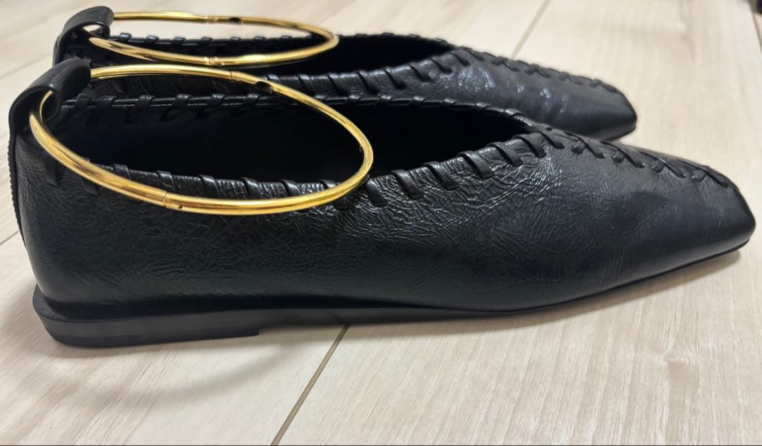 【JIL SANDER】メタルアンクレットレザーバレリーナフラットシューズ36