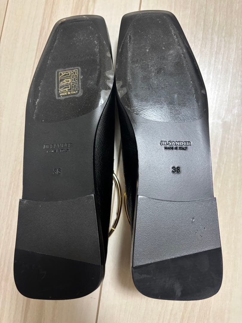 【JIL SANDER】メタルアンクレットレザーバレリーナフラットシューズ36