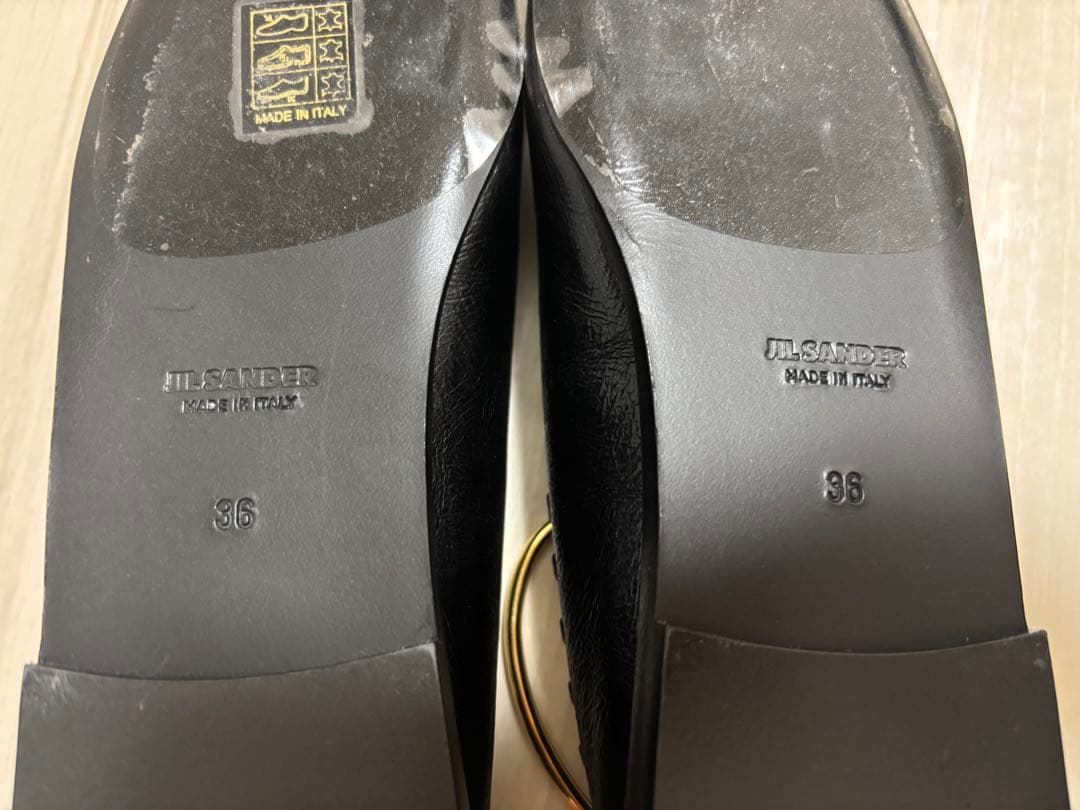 【JIL SANDER】メタルアンクレットレザーバレリーナフラットシューズ36