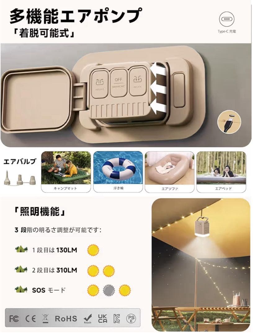 エアーベッド 電動ポンプ内蔵 キャンプ 防災 来客用ベッド 2台セット