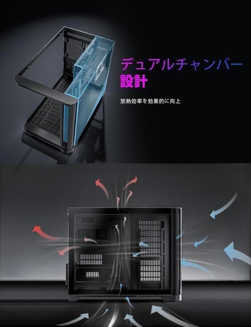 【新品未使用】Micro ATX PCケース ミドルタワー デュアルチャンバー