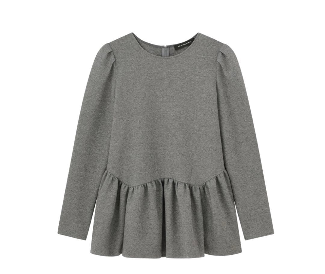 エムプルミエ　ダンボールニットペプラムカットソー