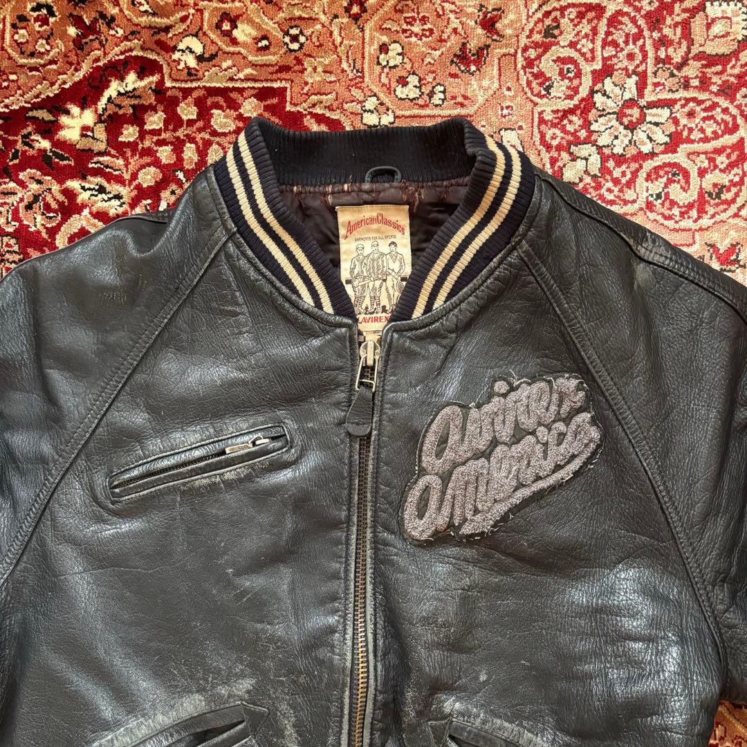 AVIREX アヴィレックス スタジャン 牛革 アーチロゴ 黒 L