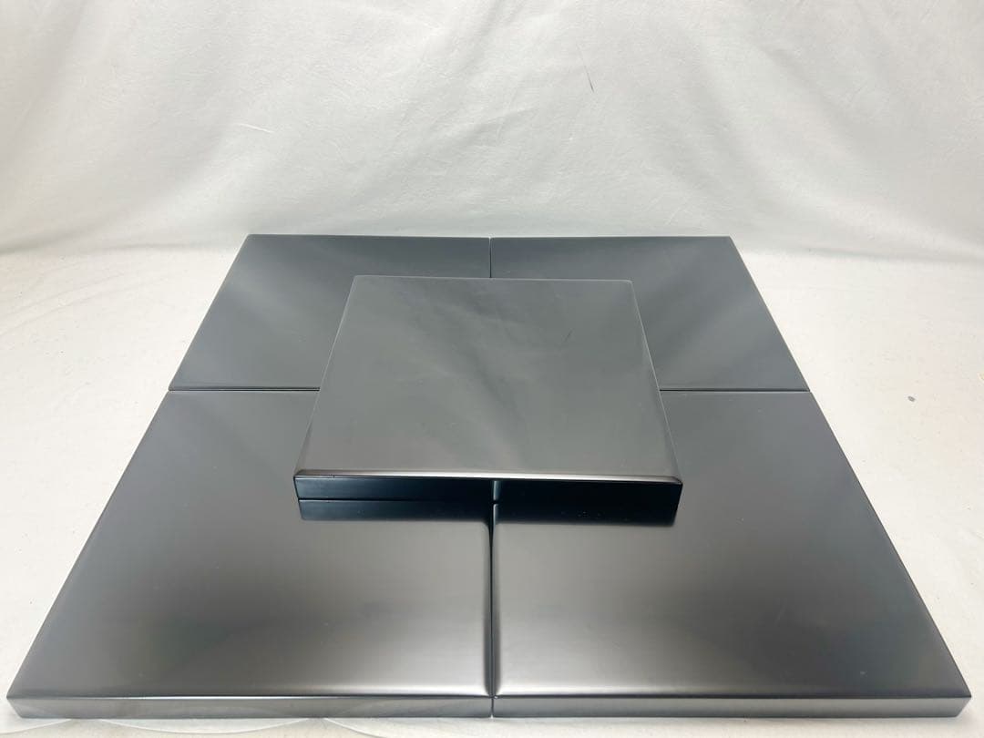 ほぼ未使用 懐石道具 黒塗 四方膳 会席膳5客 角膳 平膳 元箱