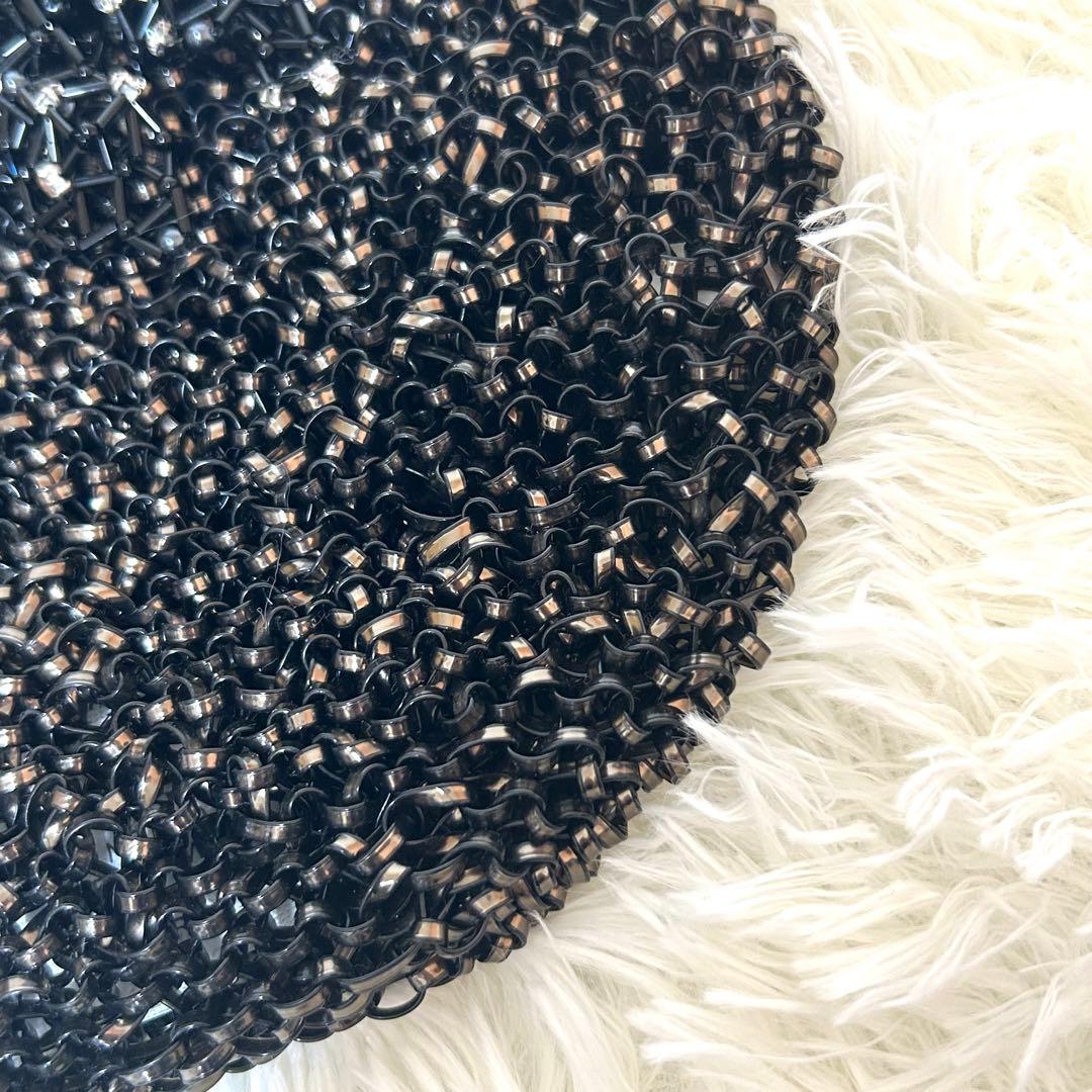 【ほぼ未使用】アンテプリマ　リボン　ビジュー　ラウンド　ワイヤーバッグ　ブラック