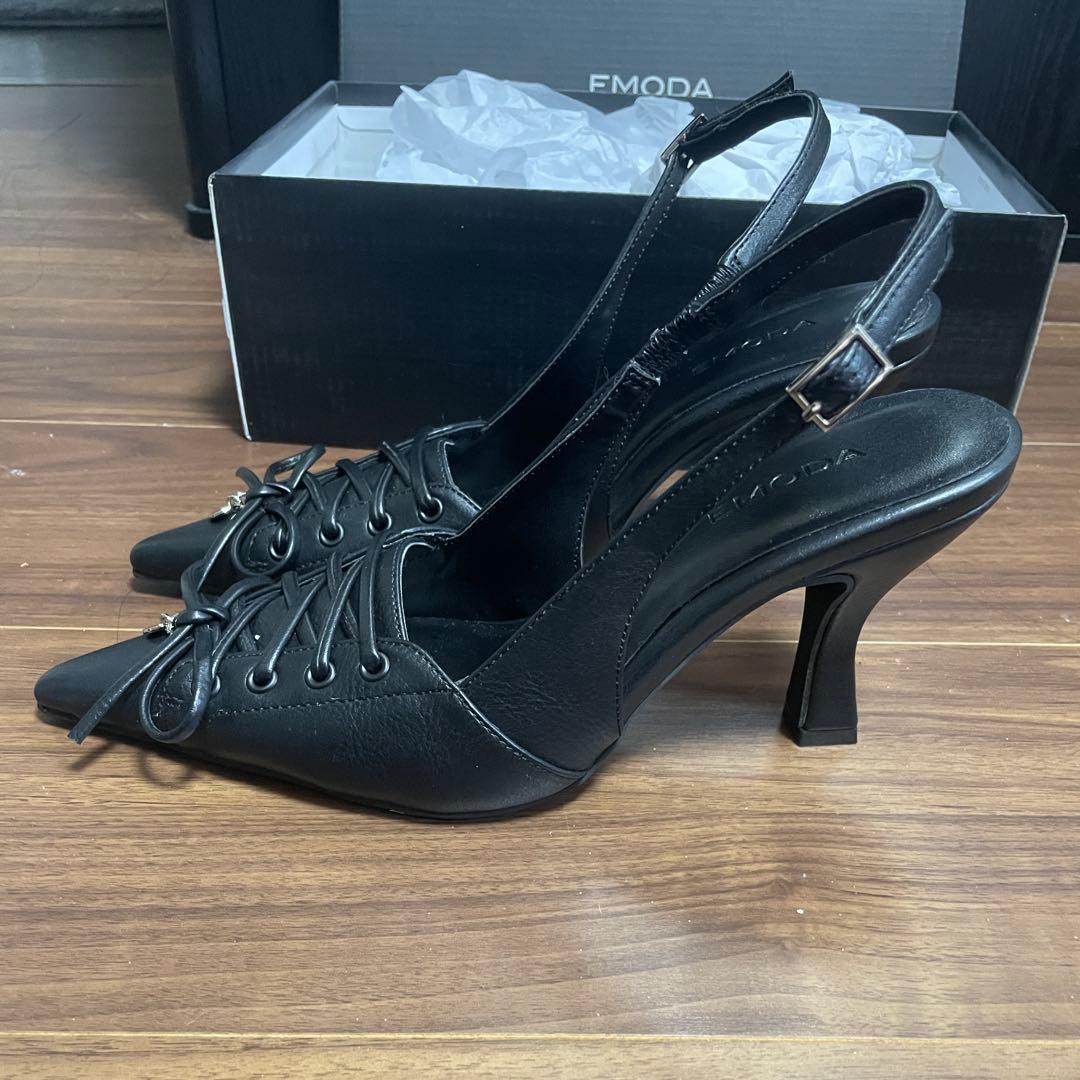 【試着のみ】EMODA レースアップリボンパンプス