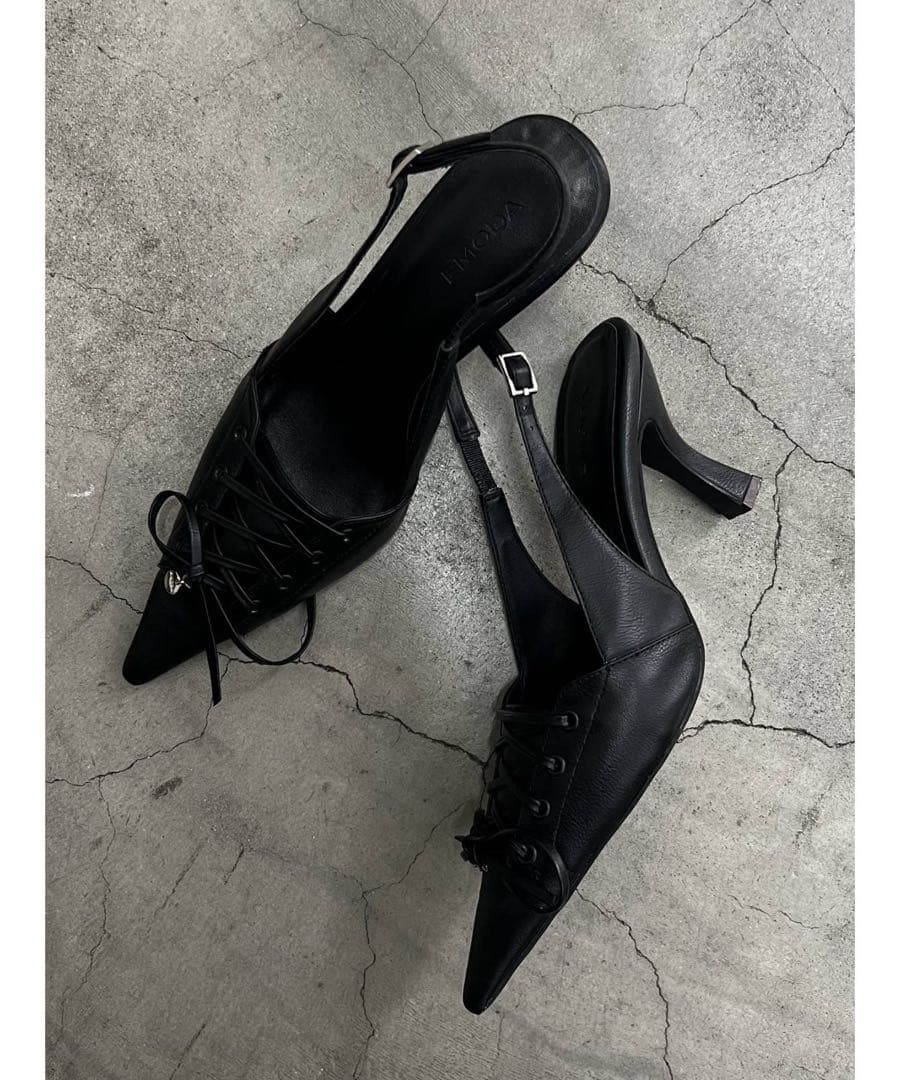 【試着のみ】EMODA レースアップリボンパンプス