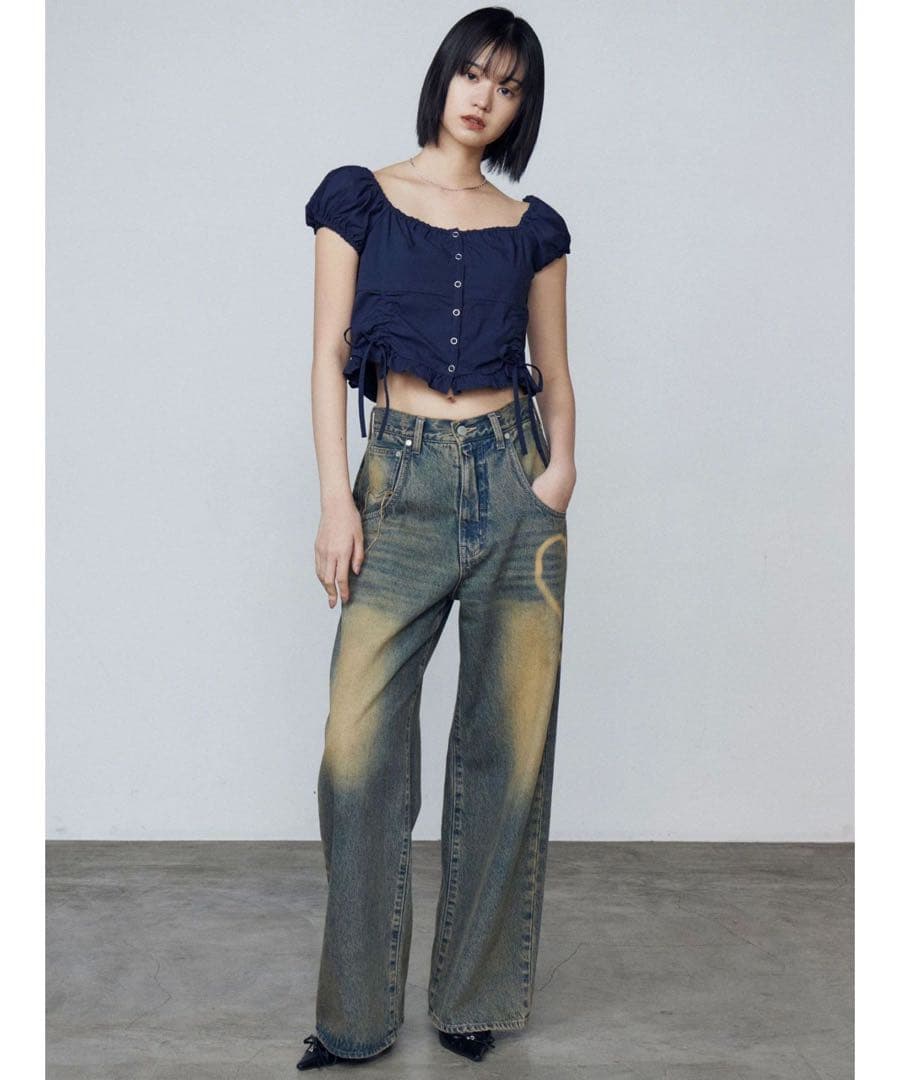 【試着のみ】EMODA レースアップリボンパンプス