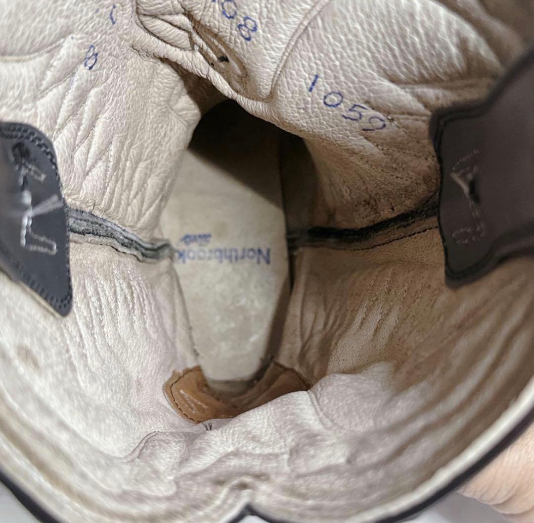 North brook ウエスタンブーツ 黒 レザー 白い刺繍 赤いハート