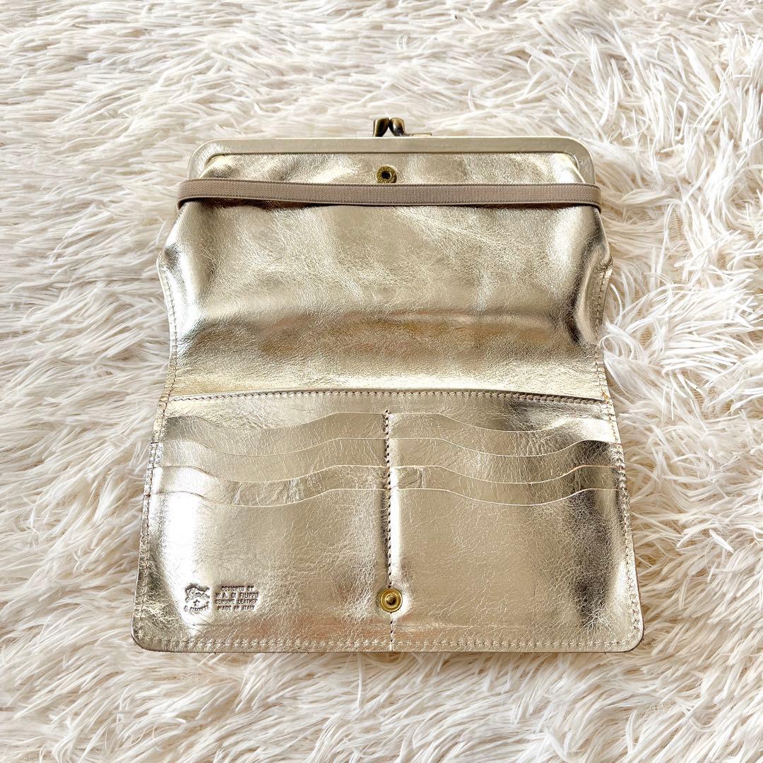 新品未使用✨ILBISONTE イルビゾンテ　長財布　がま口　レザー　ゴールド