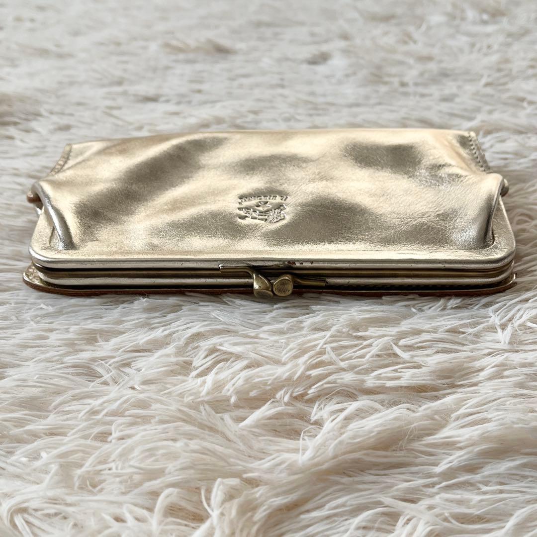 新品未使用✨ILBISONTE イルビゾンテ　長財布　がま口　レザー　ゴールド