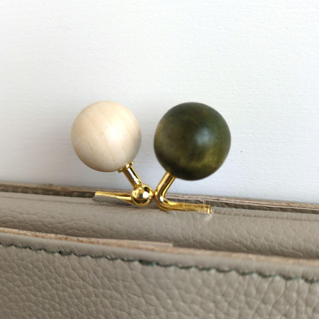 がま口両面折りお財布　ハンドメイド　本革