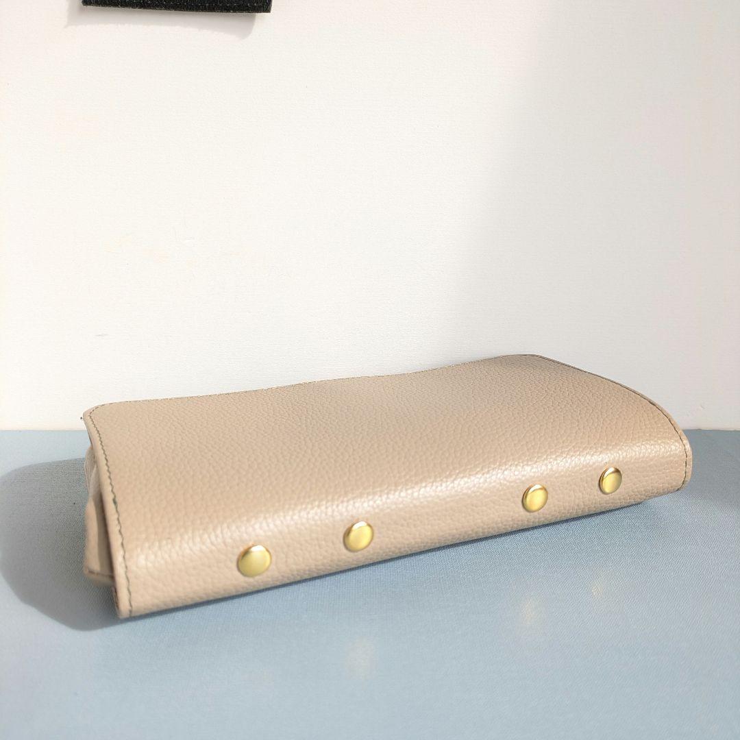 がま口両面折りお財布　ハンドメイド　本革