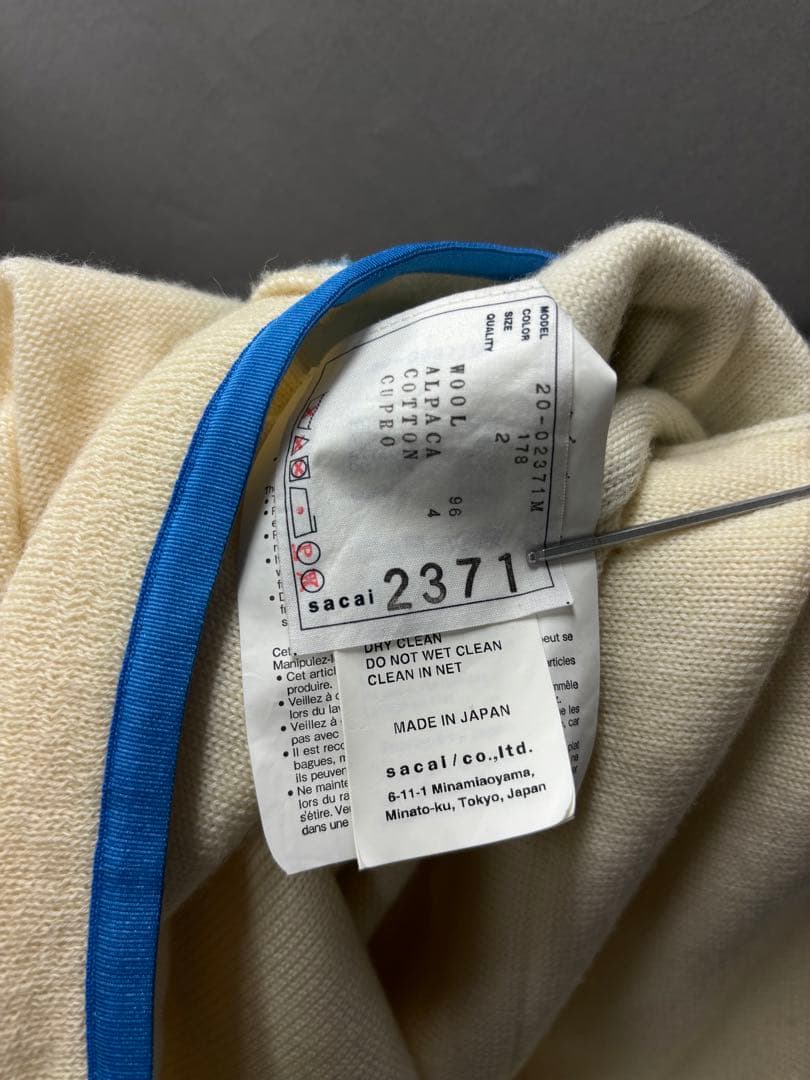 sacai 20aw ウールニットプルオーバー 02371M