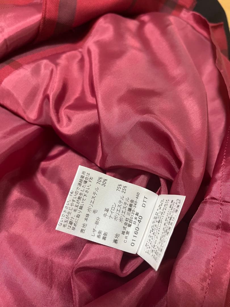 【美品】Burberryバーバリー160A スーツ　赤チェック　リボン付き