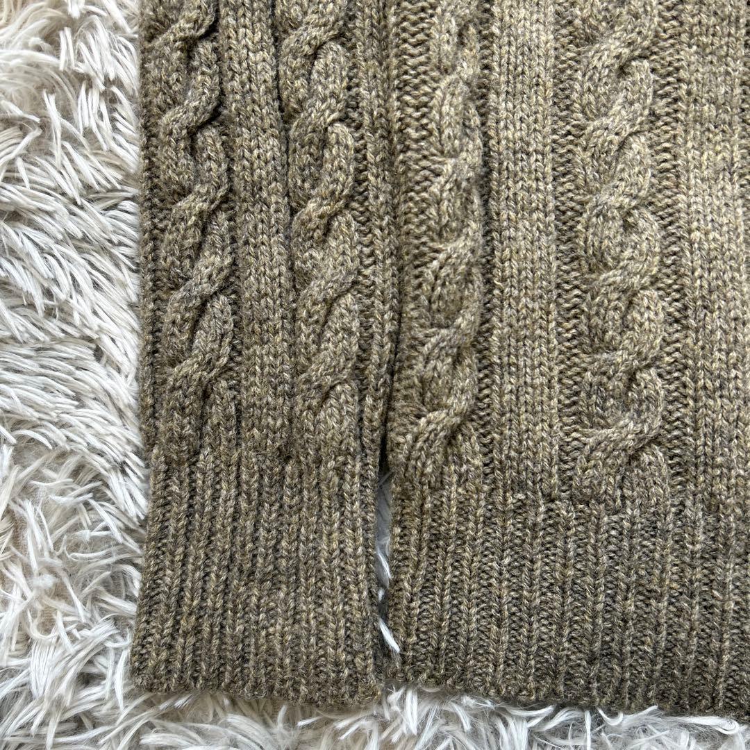 【美品】INVERALLAN ケーブルニット カーキ系 36サイズ 英国製