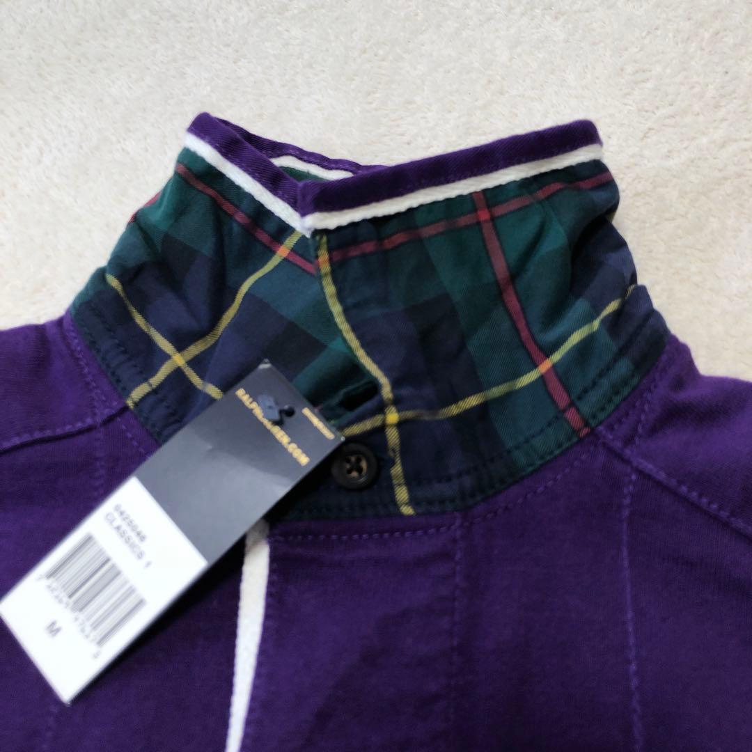 タグ付　ラルフローレン　長袖ラガーシャツ　ビッグポニー刺繍ロゴ　パープル　90s