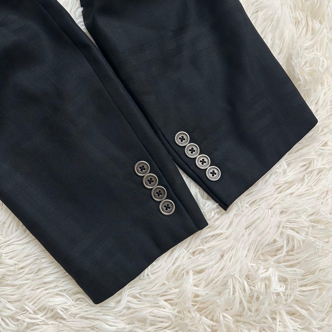 バーバリー シャドーノバチェック テーラードジャケット 絹混 ブラック M