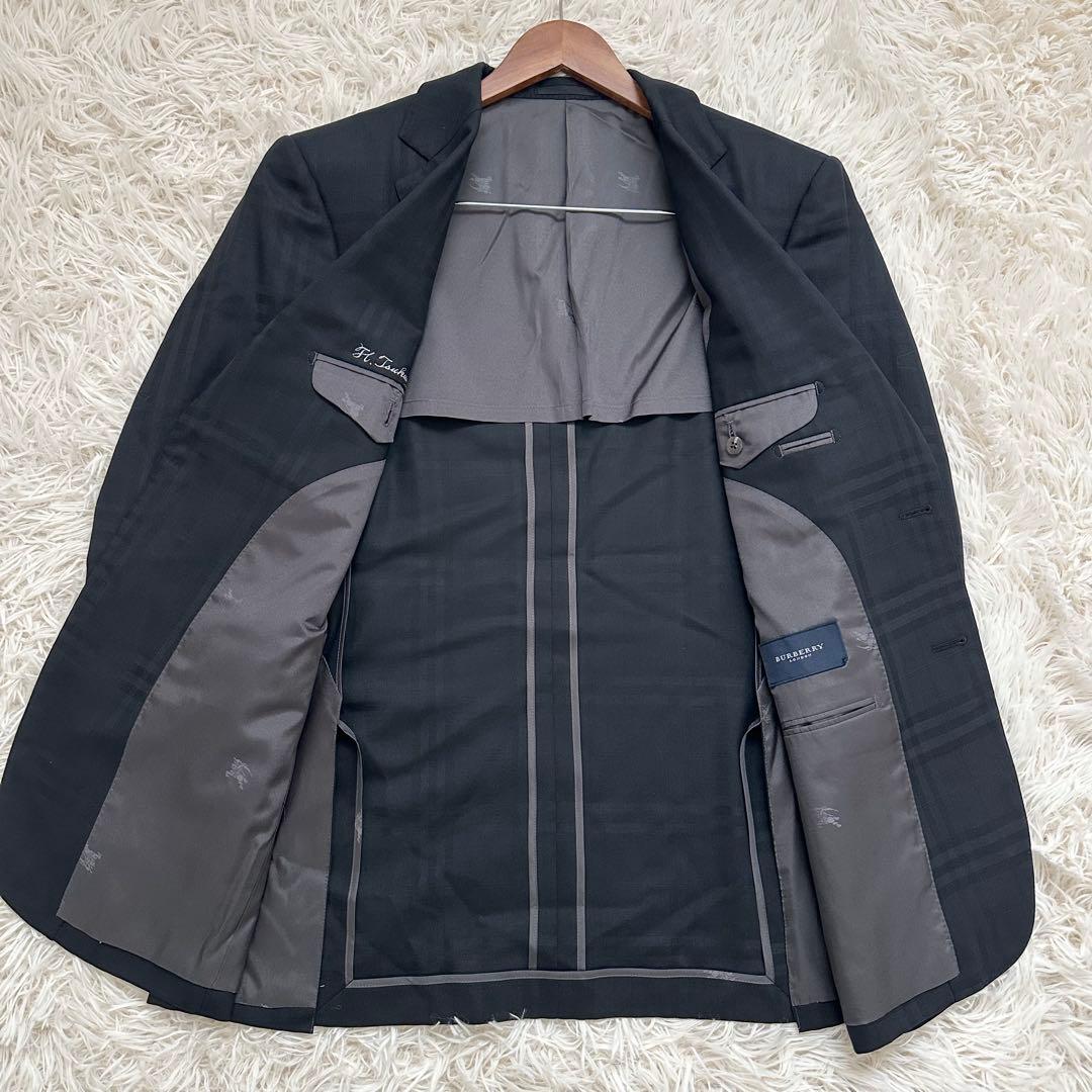 バーバリー シャドーノバチェック テーラードジャケット 絹混 ブラック M