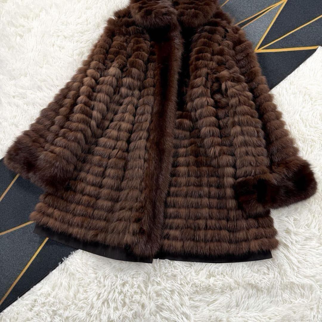 総丈94㎝ セーブル ブラウン リバーシブル コート XL相当 AA174