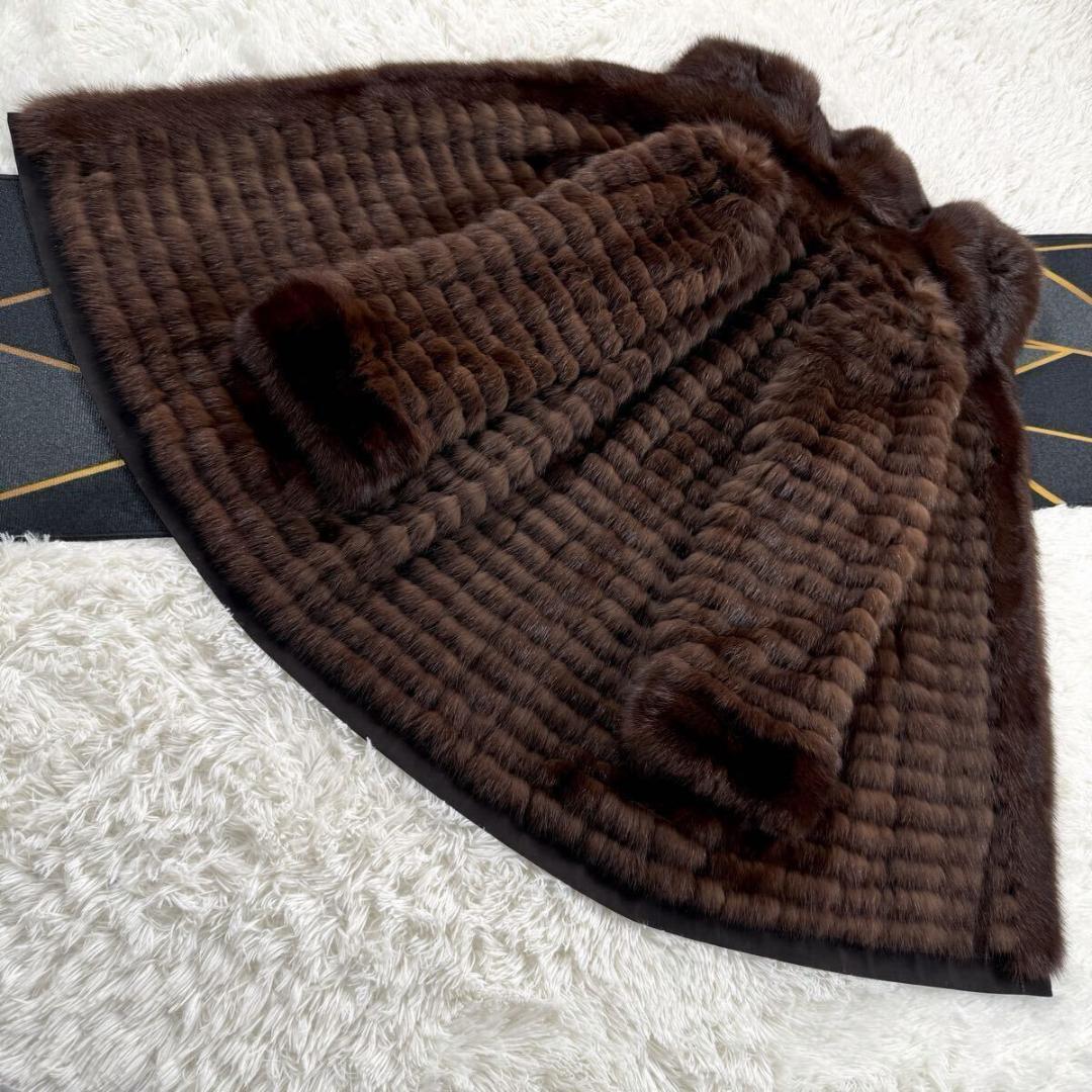 総丈94㎝ セーブル ブラウン リバーシブル コート XL相当 AA174