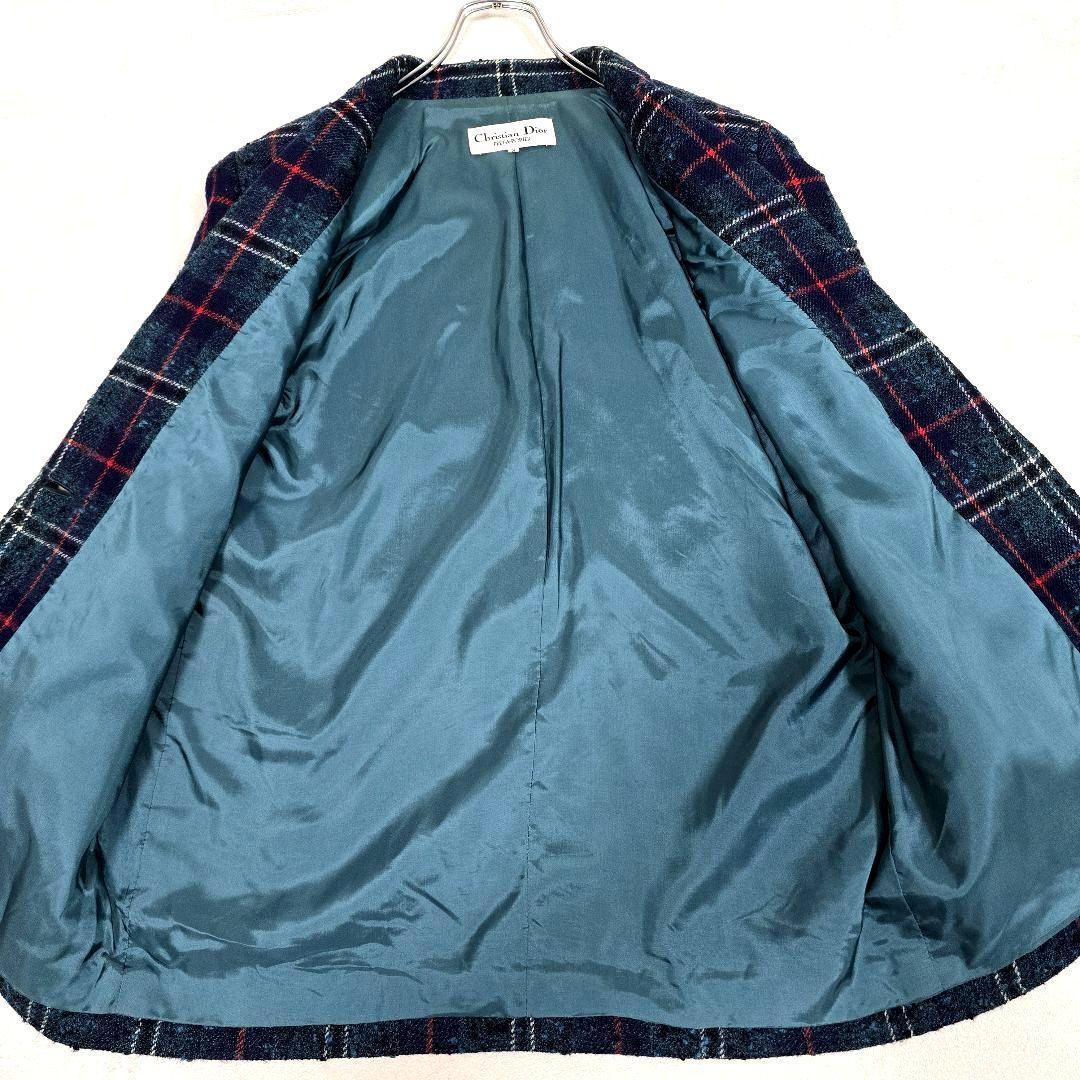 クリスチャンディオール テーラードジャケット ツイード マドラスチェック M