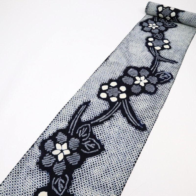 《ねこ★ハイブリ仕立て＋居敷当て＋しぼり浴衣揺れる花模様■反25-116》