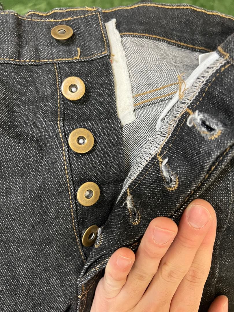 shinzobrand 15oz ブラック denim pants 赤耳