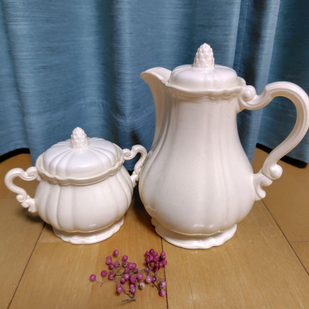 サルグミンヌ　花リム　ポット＆シュガーポット セット　アンティーク