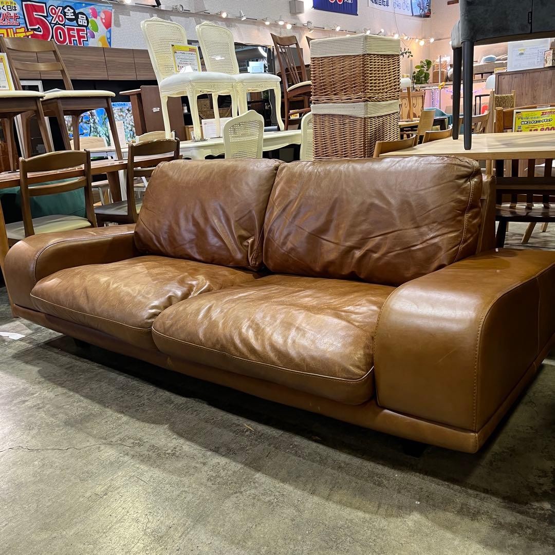 アクタス five by five 3350ソファ 総革 2人掛けワイドソファ