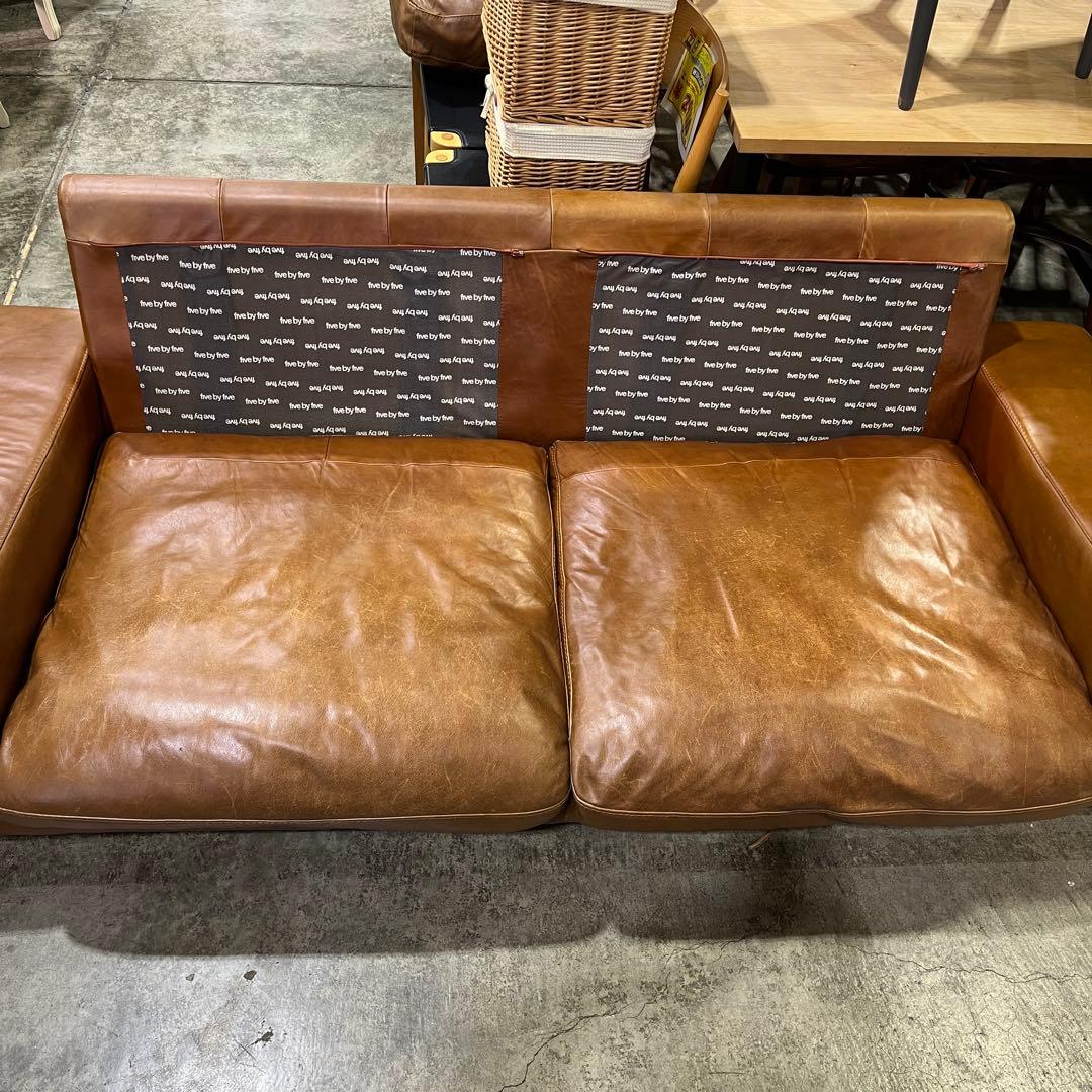 アクタス five by five 3350ソファ 総革 2人掛けワイドソファ