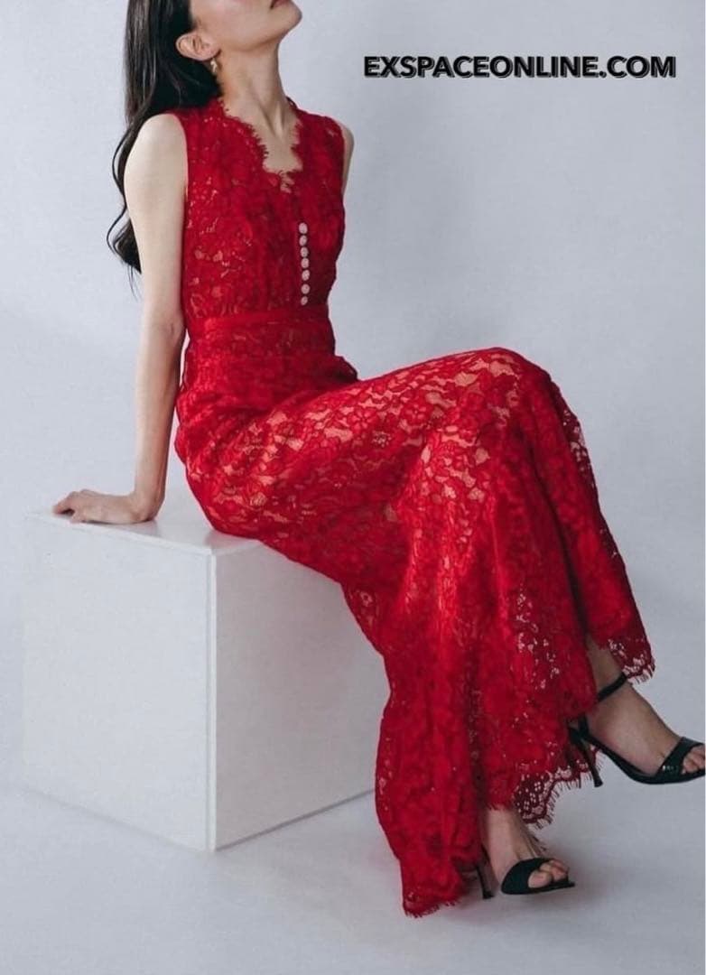 Self portrait赤レース ロングドレス　ワンピUK8