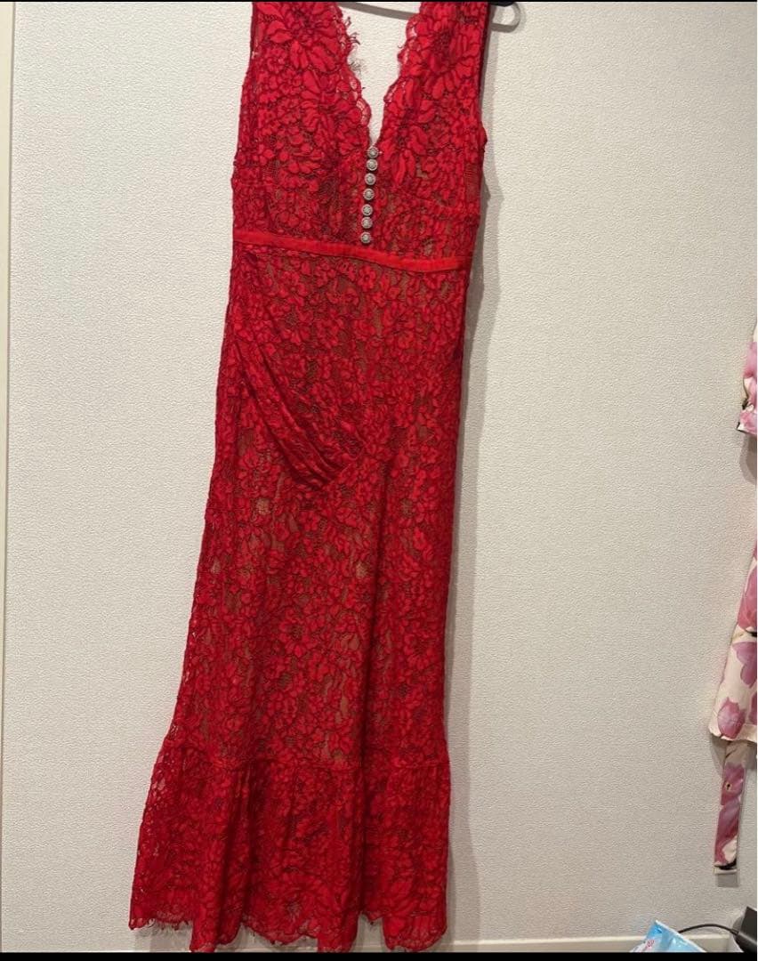 Self portrait赤レース ロングドレス　ワンピUK8